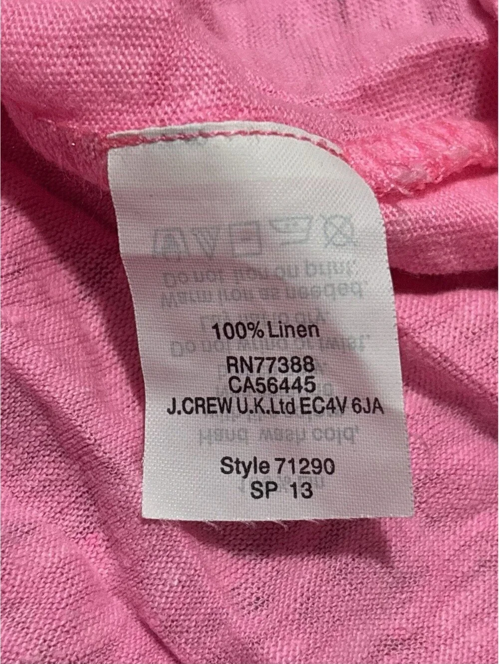 J Crew Top Womens XS Linen Tunic Pink Short Sleeve Pocket